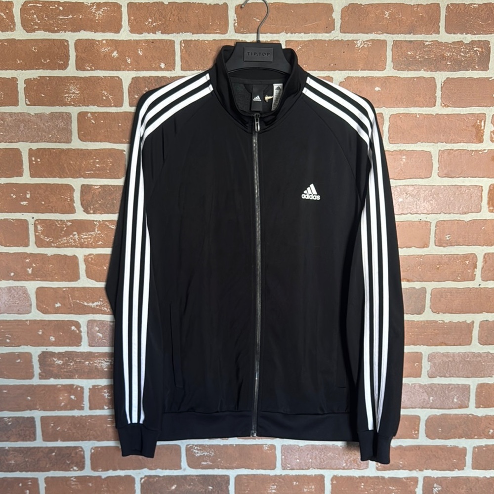 Adidas Black Track Jacket with White Stripes